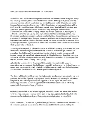 What the Difference Between Shareholders and Debtholders