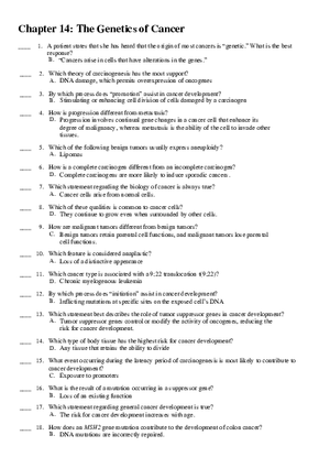 Chapter 14 The Genetics of Cancer