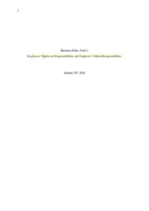 Employees’ Rights and Responsibilities and Employer’s Ethical Responsibilities