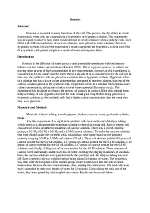 Osmosis Lab Report