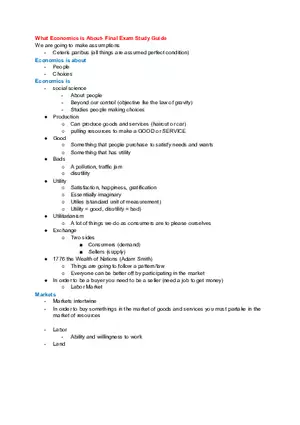 What Economics is About - Final Exam Study Guide