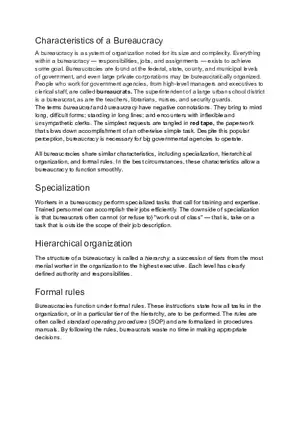 Characteristics of a Bureaucracy