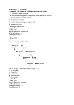 Chapter 11 The Prokaryotes Domains Bacteria and Archaea Multiple Choice