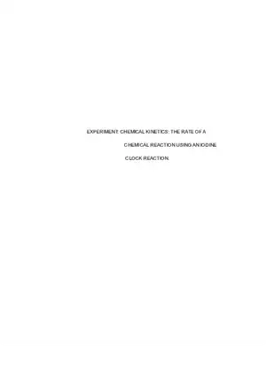 The Rate of a Chemical Reaction Using an Iodine Clock Reaction