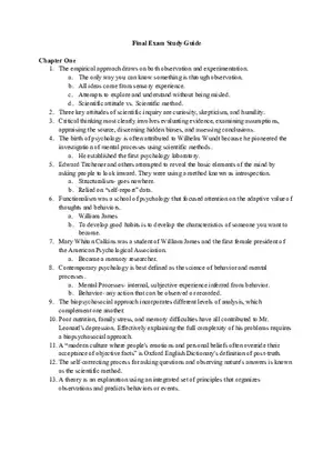 Psychology Final Exam Study Guide