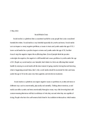 Social Media Crisis Essay