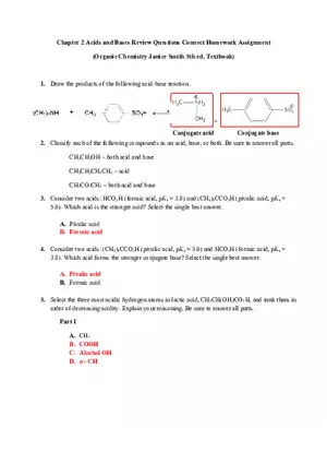 Chapter 2 Acids and Bases Review Questions Connect Homework Assignment