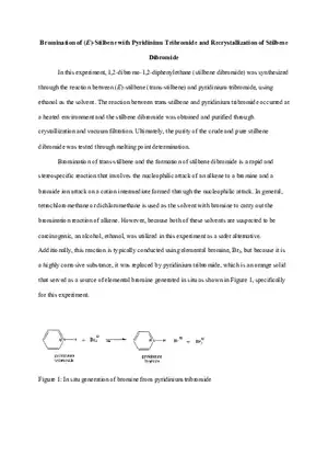 Bromination of (E)-Stilbene with Pyridinium Tribromide and Recrystallization of Stilbene Dibromide