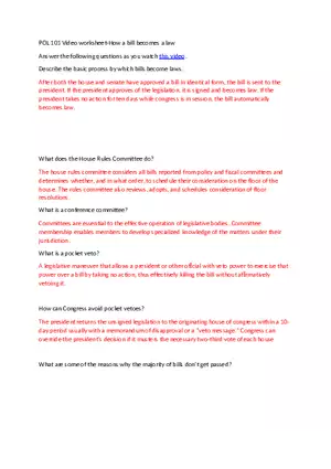 Describe the Basic Process by Which Bills Become Laws Answers