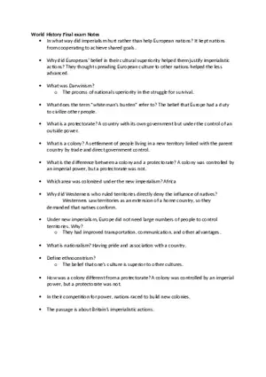 World History Final Exam Notes