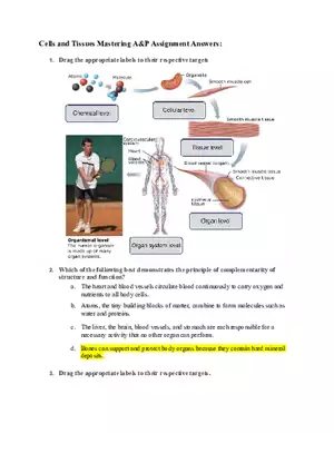 Cells and Tissues Mastering A&P Assignment Answers
