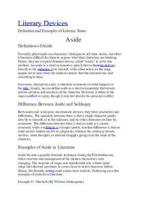 Literary Devices -  Aside