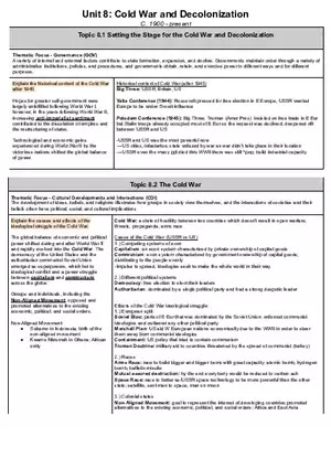 Unit 8 Cold War and Decolonization