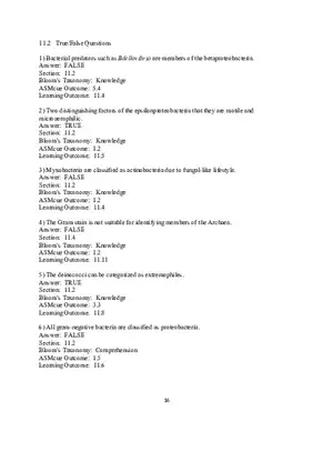 Chapter 11 The Prokaryotes Domains Bacteria and Archaea True False Essay
