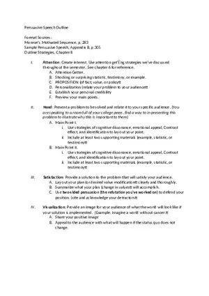 Persuasive Speech Outline