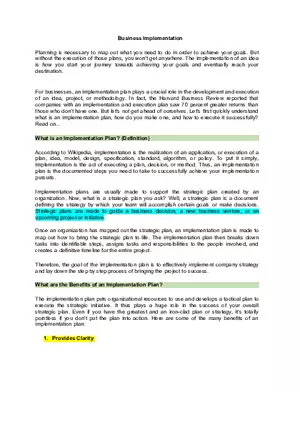 Business Implementation