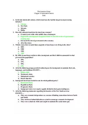 Chapter 18 Industrial America Quiz