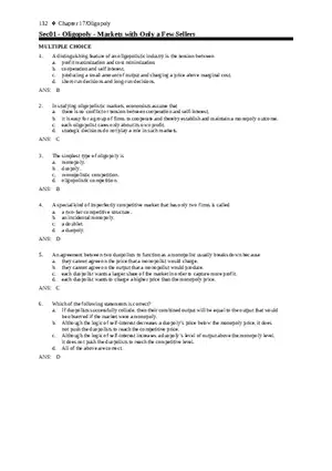 Chapter 17 Oligopoly Sec01 Multiple Choice