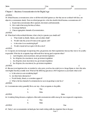 Chapter 1 Test Bank: Business Communication in the Digital Age