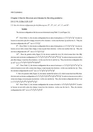 Atomic Structure and Interatomic Bonding Problems