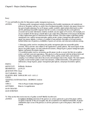 Chapter 8 Project Quality Management Essay