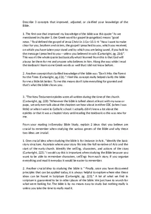 3 Concepts That Improved, Adjusted, or  Clarified  Your Knowledge of the Bible