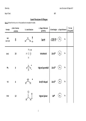 Report Sheet Key Lewis Structures & Shapes