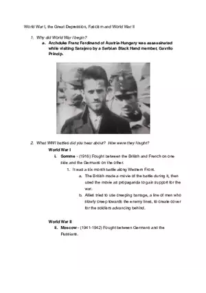 World War I, the Great Depression, Fascism and World War II