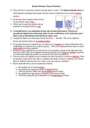 Kinetic Molecular Theory Worksheet