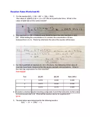 Reaction Rates Worksheet #3