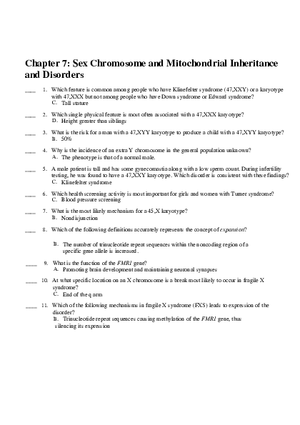Chapter 7 Sex Chromosome and Mitochondrial Inheritance and Disorders