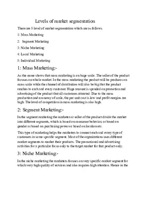 Levels of Market Segmentation
