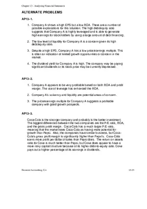 Chapter 13 Analyzing Financial Statements Problems