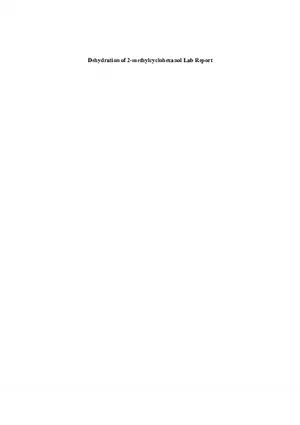 Dehydration of 2-methylcyclohexanol Lab Report