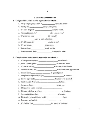 Gerunds & Infinitives