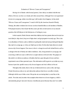 Evaluation of “Divorce Causes and Consequences”