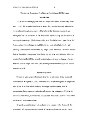 Operant and Respondent Conditioning Similarities and Differences