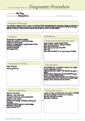 Diagnostic Procedure Template