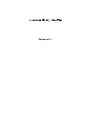 Classroom Management Plan