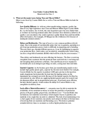 Case Study Custom Molds Inc