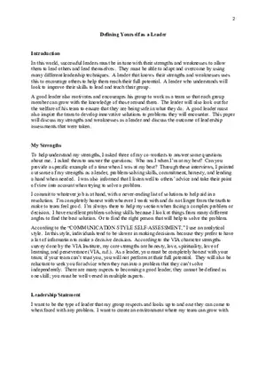 Defining Yourself as a Leader