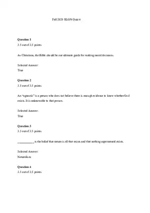 Religion Fall 2020 Quiz 6