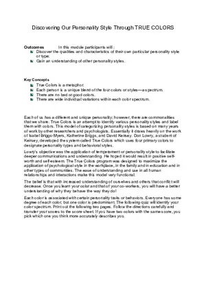 Discovering Our Personality Style Through True Colors