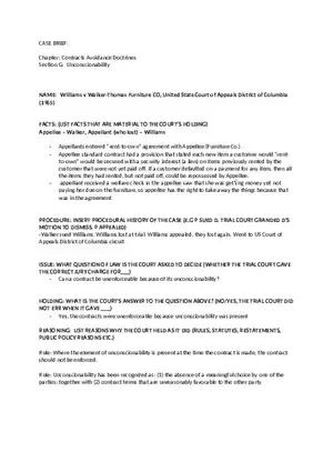 Williams v Walker-Thomas Furniture CO