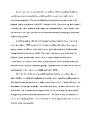 Social Styles Self-Assessment