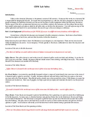 Lab Safety Answer Key