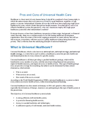 Pros and Cons of Universal Health Care