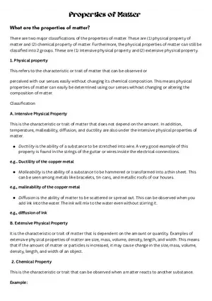 Properties of Matter Study Notes