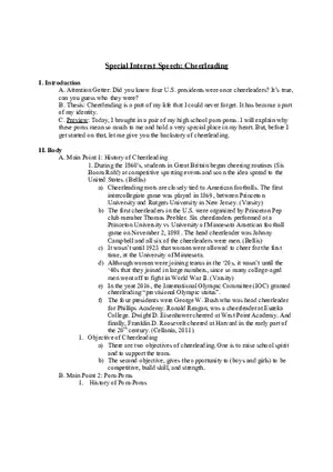 Special Interest Speech Cheerleading