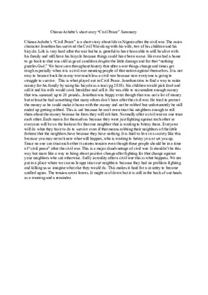 Chinua Achebe’s Short Story “Civil Peace” Summary